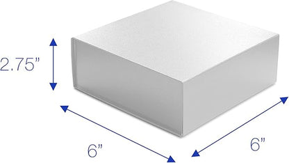 CECOBOX - Gift Boxes with Lids for Presents 6"x6"x2.75" - Matte, Collapsible Magnetic Closure Gift Box - Groomsmen & Bridesmaid Proposal Boxes, Wedding, PR, Birthdays, Holidays (White)