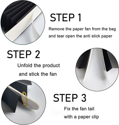 Black Party Decorations,Halloween Decor Events Accessories,Black Birthday Decorations,Anniversary Decorations for Party,Birthday Decorations for Men 12in Hanging Paper Fans 30 Color DIY Set(Black)