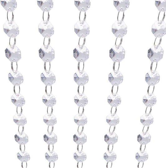 99ft Acrylic Crystal Garland Strands,Hanging Chandelier Bead Chain,Hanging Ornament String Decorations for Centerpiece,Christmas Tree,Wedding, Party,Celebration