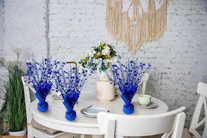 12 Pack Metallic Foil Spray Centerpiece Star Table Decoration Burst Table Centerpieces for Birthday Wedding Anniversary Graduation Holiday Party Supplies Decor, Blue