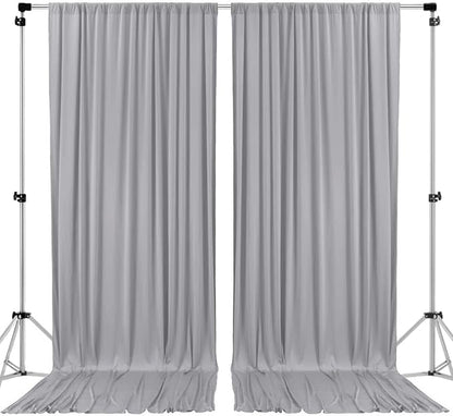 AK TRADING CO. 10 feet x 10 feet Polyester Backdrop Drapes Curtains Panels with Rod Pockets - Wedding Ceremony Party Home Window Decorations - Silver