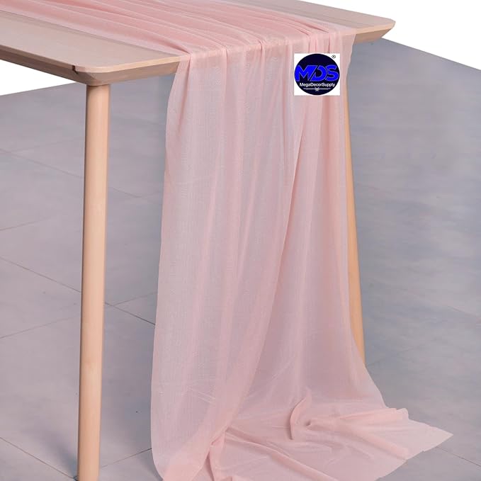 MDS Halloween Chiffon Table Runner - 25 Pack, 29 x 170 Inches, 14ft Each - Sheer Spooky Table Runners for Haunted House Parties, Trick-or-Treat Tables, Witchy Décor, Wedding & Events - Dusty Rose