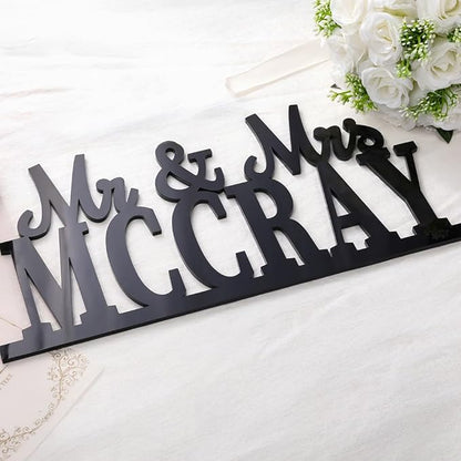 callie Personalized Mr and Mrs Wedding Table Name Sign, Custom Wooden Acrylic Table Decor for Wedding, Bridal Shower Party