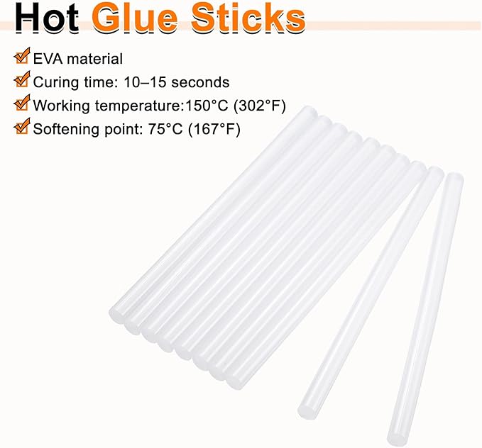 HARFINGTON 10pcs Hot Glue Sticks 0.43" Dia x 3.94" Long EVA Mini Hot Melt Adhesive Glue Stick for Hot Melt Gun Wood Plastic Glass Flowers Fabrics Foam, Clear