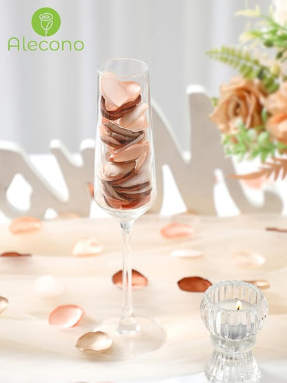 Alecono 𝟲𝟬𝟬𝙋𝙘𝙨 Silk Rose Petals, Faux Rose Petals Orange Rose Petals for Wedding Proposal Flower Girl Baket, Artificial Brown Fake Rose Petals for Night Table Decoration