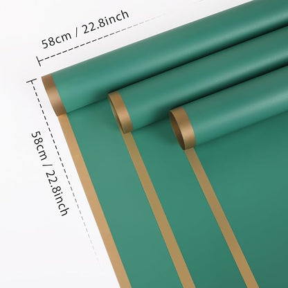 NESCCI 20 Sheet Flower Wrapping Paper - Waterproof Floral Bouquet Wrapping Paper, Florist Supplies Packaging Paper for Wedding Birthday Gift DIY (Dark green)