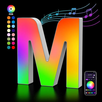 OJQ Light Up Letters LED Letter - Marquee Letters Room Decor Alphabet Letter Music Sync Color Change Colorful - Christmas Birthday Gifts for Girl - Teen Girls Gifts Party Home Wall Decor