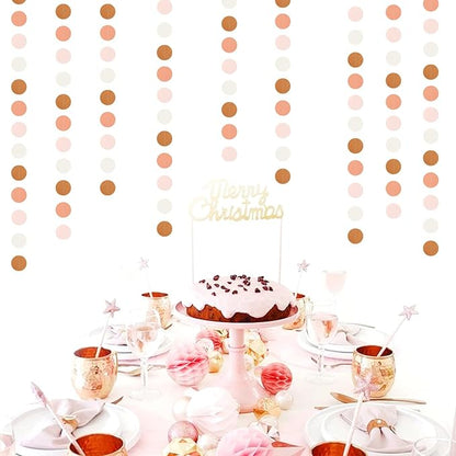 Pink-Brown Peach Party-Decorations Streamers Garland - 52ft Boho Fall Groovy Hanging Paper Banner,Baby Bridal Shower Wedding Autumn Neutral Birthday Room Home Thanksgiving Day Halloween Decor Hugfond