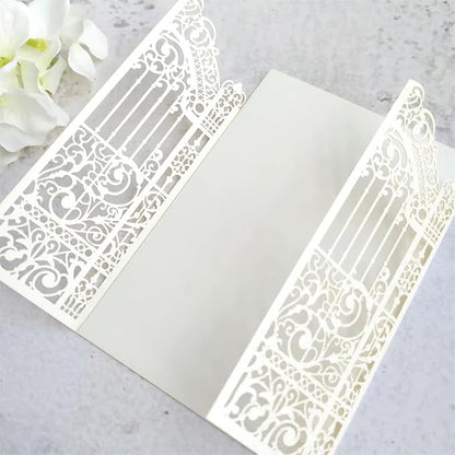 MillaSaw Glitter Ivory Invitation Card For Marriage Birthday House Warming Invitation Kits (IVORY GLTTER, 4.9"x7.1")