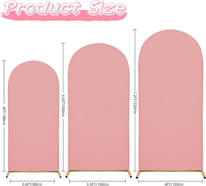 Wedding Arch Covers Arch Backdrop Cover Arch Stand Covers 7.2FT 6.6FT 6FT Set of 3 Arch Cover Spandex Fabric Stretchy Backdrop for Wedding Birthday Party Decoration Baby Shower (Light Pink)
