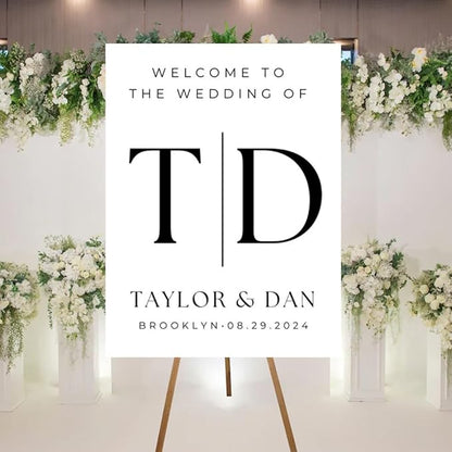 Welcome To Our Wedding Sign, Personalized Wedding Welcome Sign, Wedding Welcome Sign Custom Elegant Welcome Sign for Wedding, Customized Black Wedding Sign, Minimalist Wedding Welcome Sign