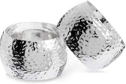 Farmlyn Creek Silver Napkin Rings Set of 12-1.8 in Round Polished Zinc, Bulk Napkin Ring Holders for Cloth & Paper - Table Decor for Weddings & Parties