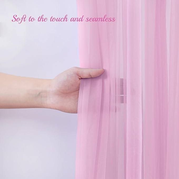 10x10ft Baby Pink Tulle Backdrop Curtain for Parites, Sheer Backdrop Curtains for Wedding Baby Shower Birthday Party Photo Shoot Decorations