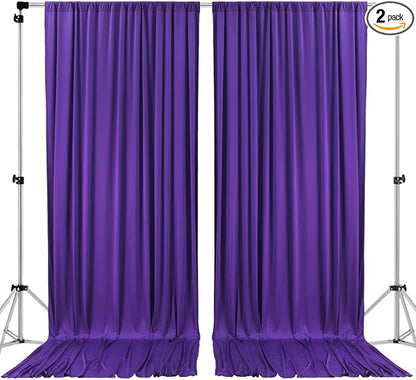 AK TRADING CO. 10 feet Wide x 12 feet Long Polyester Backdrop Drapes Curtains Panels with Rod Pockets - Wedding Ceremony Party Home Window Decorations - (Purple)