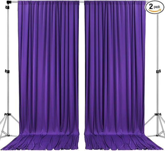AK TRADING CO. 10 feet Wide x 12 feet Long Polyester Backdrop Drapes Curtains Panels with Rod Pockets - Wedding Ceremony Party Home Window Decorations - (Purple)