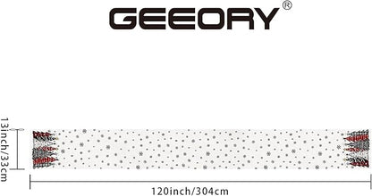 GEEORY Christmas Table Runner 13x120 Inch, Xmas Tees Snowflakes Holiday Decorative Farmhouse Table Decoration for Kitchen Dinning, Indoor Outdoor Dinner Party Decor ((Red & Black) GT165-120