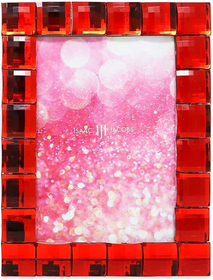 Isaac Jacobs Decorative Sparkling Red Jewel Picture Frame, Photo Display & Home Décor (4x6, Red)