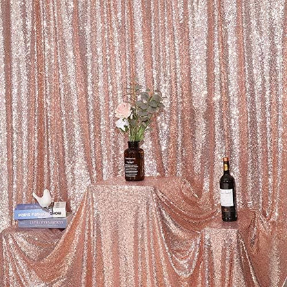 Eternal Beauty Rose Gold Sequin Backdrop, 6x6 Ft Glitter Background Curtains for Shimmer Photography Party Wedding Birthday Back Drop Decor