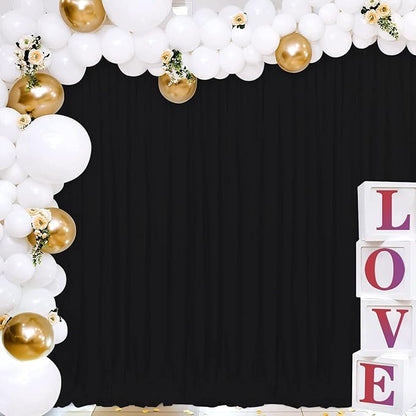 Joydeco Black Backdrop Curtain for Parties, Wrinkle Free Black Backdrop Drapes for Party Home Party, Curtains Backdrop 5ft x 8ft 2 Panels with Rod Pockets