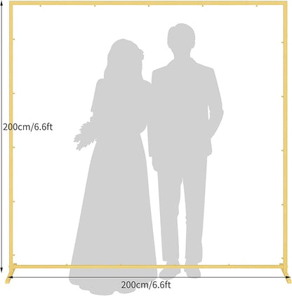 Wedding fashion arch background metal frame, (3.9, 5.2, 6.6 feet) suitable for background decoration frames such as weddings, birthdays, parties, baby showers, and photography (gold, 6.6*6.6)
