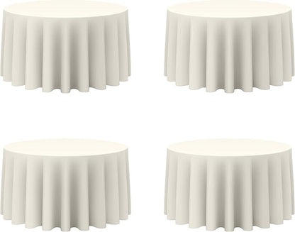 BRILLMAX 4 Pack Ivory Round Tablecloths 120 Inch - Circle Bulk Linen Polyester Fabric Washable Table Cloth Cover for Wedding Reception Banquet Birthday Party Buffet Restaurant