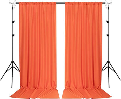 MYSKY HOME Orange Backdrop Curtains for Parties, Weddings, Stage - Light Filtering, Sliding Drapes, 5ft x 10ft, 2 Panels