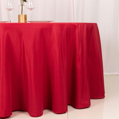 Efavormart Round Tablecloth, 120 Inch Stain & Wrinkle Resistant Washable Table Cloth, Decorative Polyester Fabric Table Cover for Banquet, Wedding, Dining - Wine