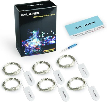 CYLAPEX 6 Pack Red Fairy Lights String Battery Operated Fairy Lights Firefly Lights LED Starry String Lights 3.3ft 20 LEDs Silvery Copper Wire for Christmas DIY Decoration Costume Wedding Party