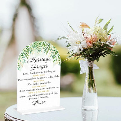 Marriage Prayer Sign, Wedding Engagement Bridal Shower Christian Religious Decor for Reception Ceremony Anniversary Party, Weddings White Acrylic Sign