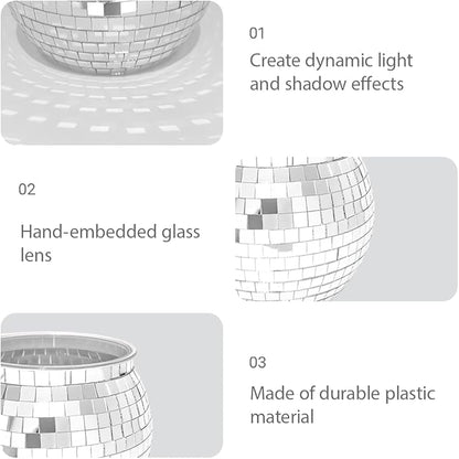 2 Pcs Disco Ball Vases,6" X 6.7" Disco Ball Centerpieces Decor,Silver Mirror Plastic Vase Disco Ball Planter for Wedding,Birthday,Office Table Decorations