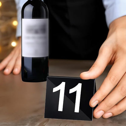 Table Numbers 1-25 Acrylic Restaurant Table Numbers Double Side Plastic Table Tent Table Numbers for Events Banquets Party Wedding Food Service Reception(Black)