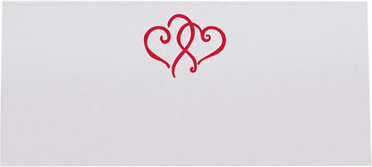 Linked Hearts Place Cards, Ruby Red (Choose Color), Set of 25, Pre-cut and Scored - Wedding, Party, Dinner, and Special Events - Made in the USA