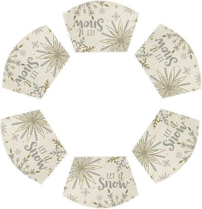 Artoid Mode Christmas Snowflakes Wedge Shape Placemats for Round Table Set of 6, Let it Snow Winter Winter Seasonal Kitchen Dining Table Decoration for Indoor Party Home