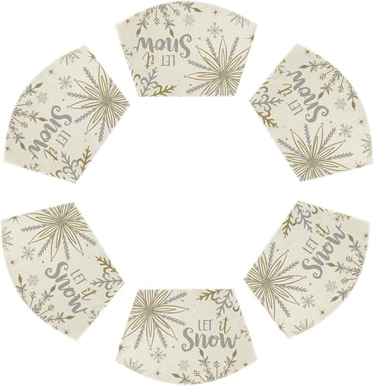 Artoid Mode Christmas Snowflakes Wedge Shape Placemats for Round Table Set of 6, Let it Snow Winter Winter Seasonal Kitchen Dining Table Decoration for Indoor Party Home