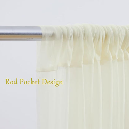 20x10 Ivory Tulle Backdrop Curtains for Parties, Sheer Backdrop Curtain Wedding Photo Background Drapes for Baby Shower Photography Birthday Party