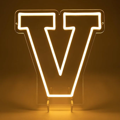 Light Up Letters V, Led Marquee Letter Lights Neon Sign, 13.7" Height Decorative Lighted Alphabet Number, Battery/USB Powered Led Letters Lights for Wedding, Birthday, Party, Christmas or Home Decor