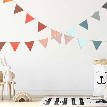 Oudain 15.5 ft Pennant Banner Flags, 2 Pcs Nursery Garland Triangle Bunting Flag Baby Banner for Nursery Decor Baby Birthday Boho Wedding Shower Party Event, Each 7.75 ft(Mixed Color)
