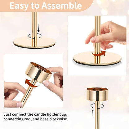 NUPTIO Hurricane Candle Holder for Centerpiece: Set of 6 Tall Candle Stick Holder with Ribbed Glass Cover - Bulk Fluted Taper Candlestick Decor for Living Room Thanksgiving Christmas