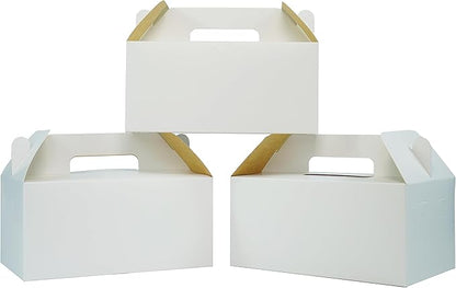 PandaPandaPPS 50 Pack White Gable Boxes (8.25"×5"×4") for Foods, Gifts and Party Favors, Goodie Gift Boxes Treat Boxes for Birthday Party, Wedding, Baby Shower