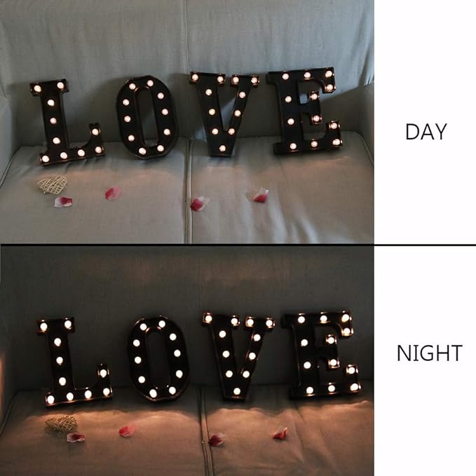OYCBUZO Light Up Black Alphabet Marquee Letters Sign LED Marquee Number Lights Sign for Night Light Home Bar Christmas Lamp Birthday Party Wedding Decoration U