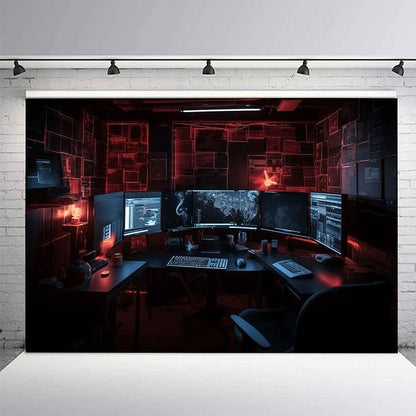 Computer Photo Backdrop Computers Hacker Room Background for Photography Party Room Decorations Photo Booth Props Supplies YUNBSJ007
