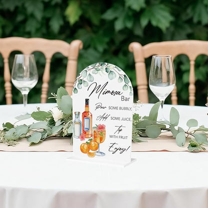 Mimosa Bar Sign for Wedding Acrylic Arch Wedding Bridal Shower Baby Shower Welcome Table Signs for Ceremony and Reception Decor Mimosa Bar Supplies 7 x 5 Inches