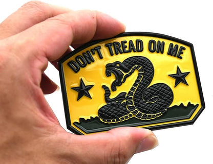 1x Gadsden Flag Rattlesnake Car Emblem 3D Decal Sticker with Don't Tread ON ME Slogan Fit for Car Truck Motorcycle Window Door and Flat Surface (Yellow)
