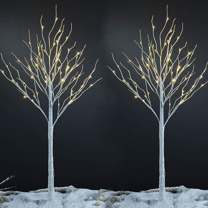 LIGHTSHARE 6 Feet 72L LED Birch Tree Lights, Pack of 2, Warm White, for Holiday Party and Christmas Decoration, Indoor and Outdoor Use