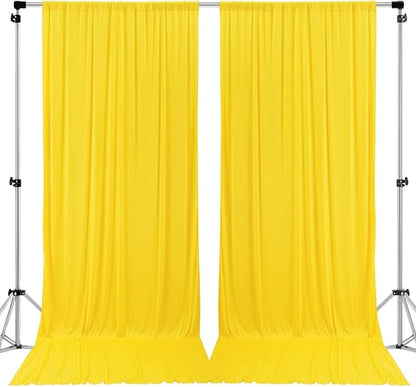AK TRADING CO. 10 feet x 10 feet Polyester Backdrop Drapes Curtains Panels with Rod Pockets - Wedding Ceremony Party Home Window Decorations - Lemon Yellow