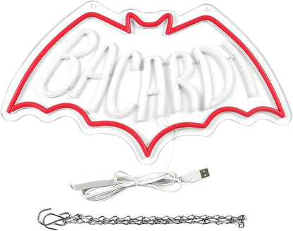 Bacardi Rum neon commercial sign for store wall decor，USB Powered Neon Bar Signs，Neon Lights for Man Cave, Bedroom, Home Bar, Store, Club, Bistro, Party, Gifts (Bar)