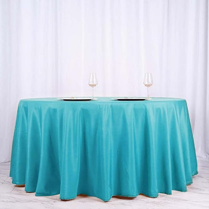 Efavormart Round Tablecloth, 120 Inch Stain & Wrinkle Resistant Washable Table Cloth, Decorative Polyester Fabric Table Cover for Banquet, Wedding, Dining - Turquoise