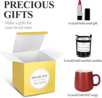 COTOPHER Small Gift Boxes 60 Pack 4x4x4 inches Gold Gift Boxes with Lids for Gifts, Crafting, Wedding Party Favor, Cupcake Boxes, Candy, Bridesmaids Proposal Box with Ribbons and Stickers (Metallic