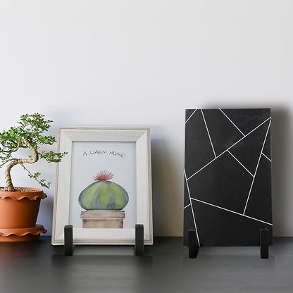 Sweetude 2 Pcs Large Plate Stands for Display Metal Frame Plate Holder Display Stand Decorative Table Top Easels for Picture, Book, Platter, Photo Easel(Black,10 Inch)