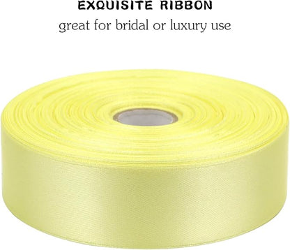 Cream Solid Satin Ribbon 1 Inch 50 Yards Solid Polyester Fabric Ribbon for Gift Wrapping Wedding Christmas Baby Shower Birthday Party Decoration Handmade Immortal Flower Craft